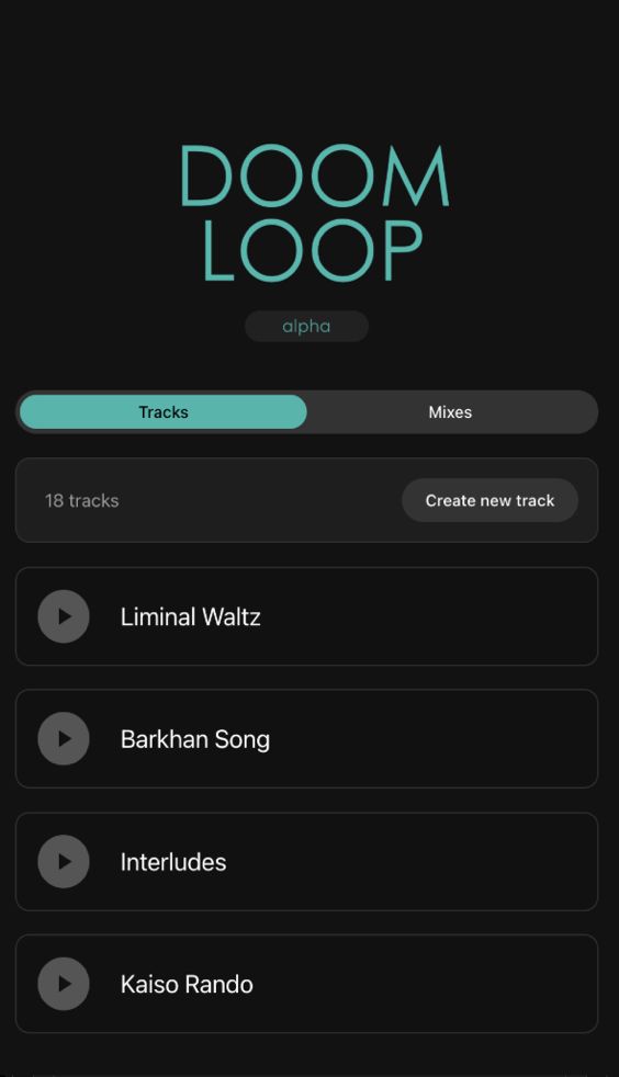 Doom Loop interface showing 4 tracks