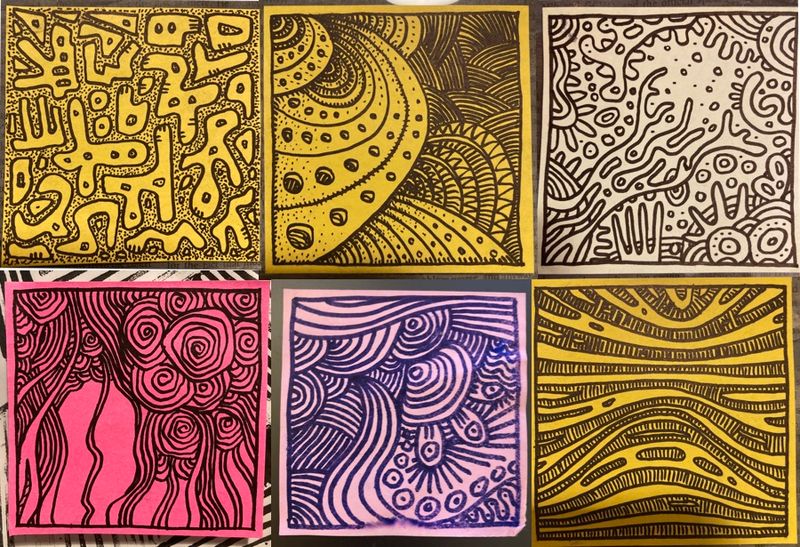 6 abstract post-it doodles