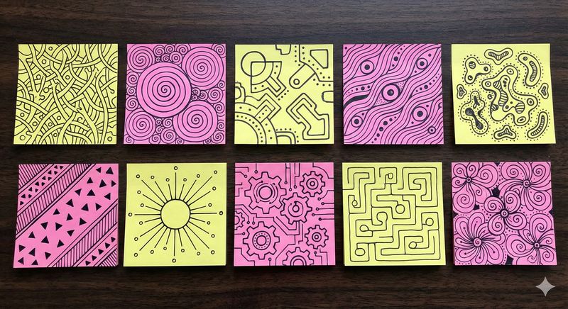 10 AI iterations of the abstract post-its
