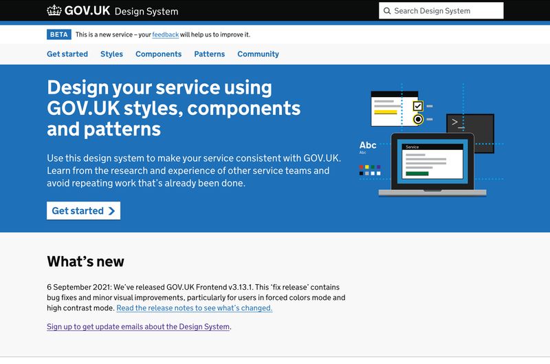 The GOV.‌UK Design System home page