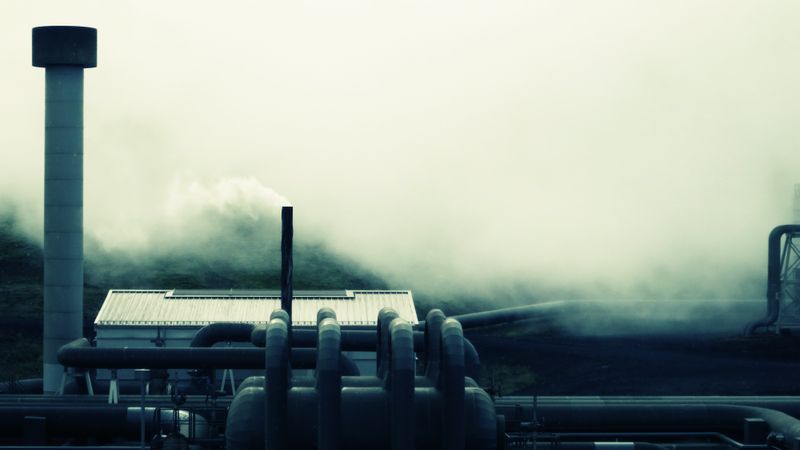 A photo of a geothermal power station in Iceland