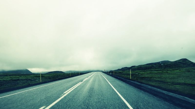 A photo of a deserted road in Iceland