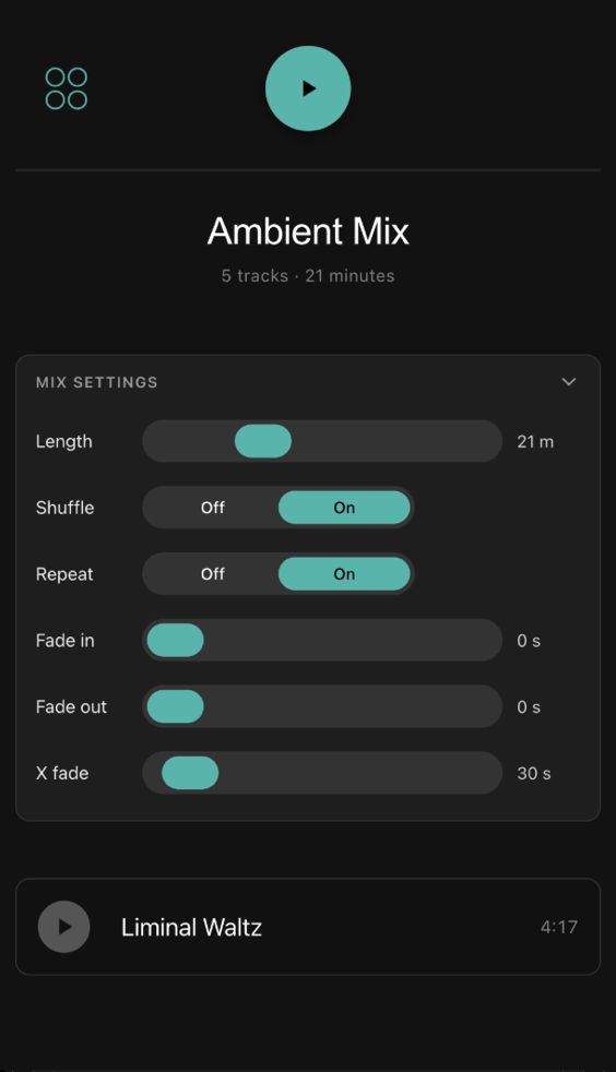 Doom Loop interface showing the settings for a mix