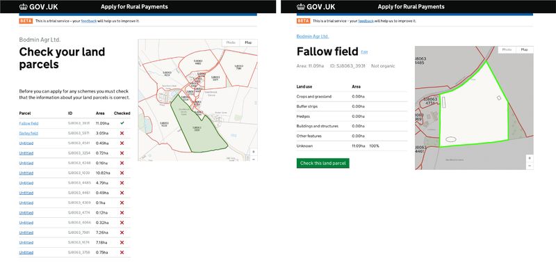 HTML prototypes for the Rural Payments service