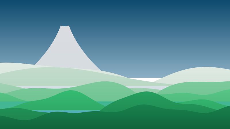 Generative vector image of a Hokusai inspired landscape - V5